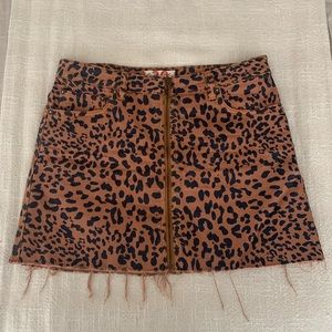 Free People Cheetah Print Denim Mini Skirt